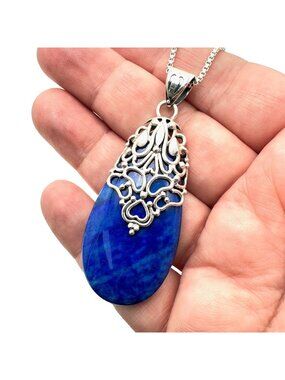 Doug Paulus Lapis Lazuli Necklace Sterling Silver Blue 24 Inch